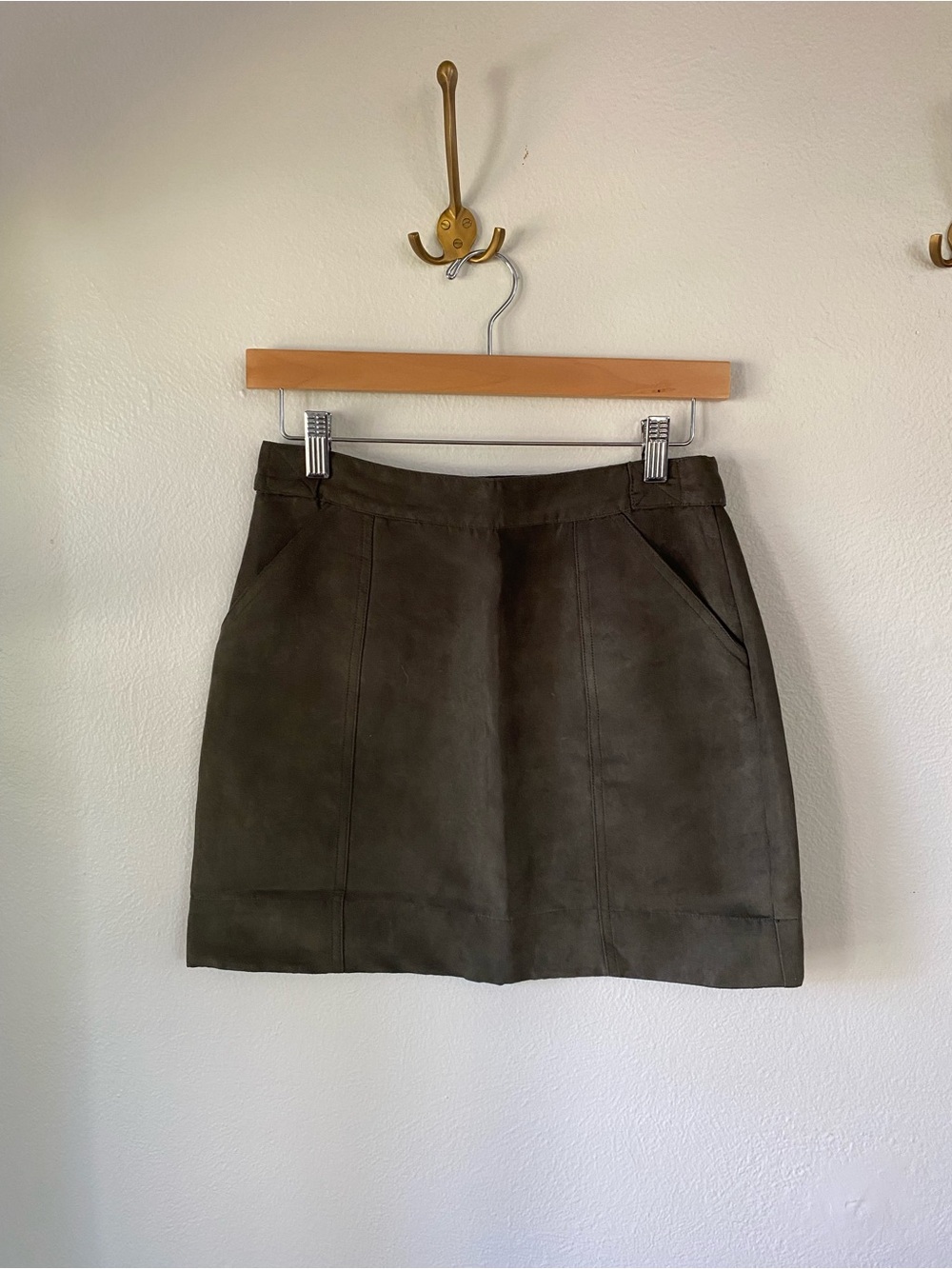 Banana Republic Olive Faux Suede Mini Skirt